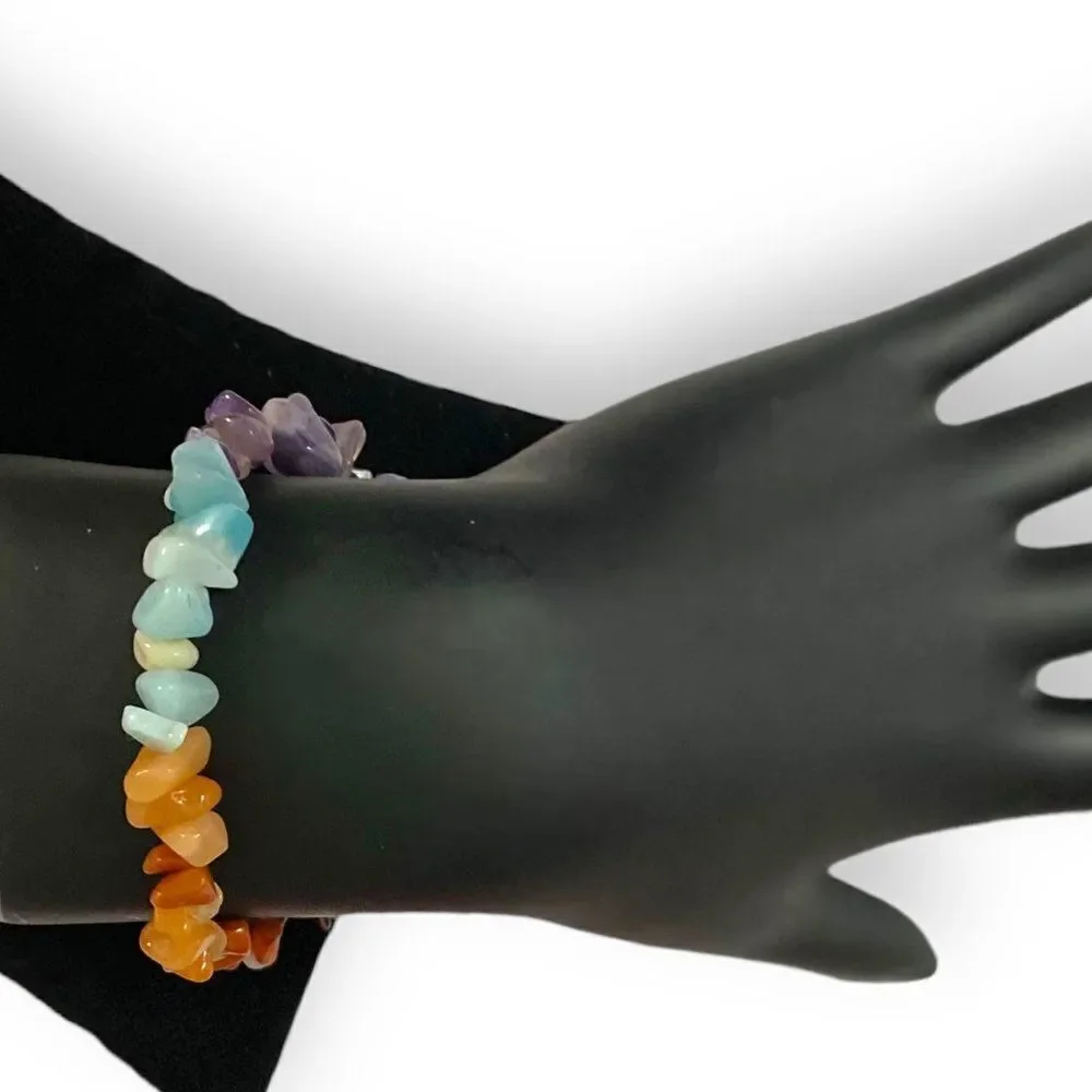 Natural Stone Chakra Bangle Bracelet Handmade NEW
